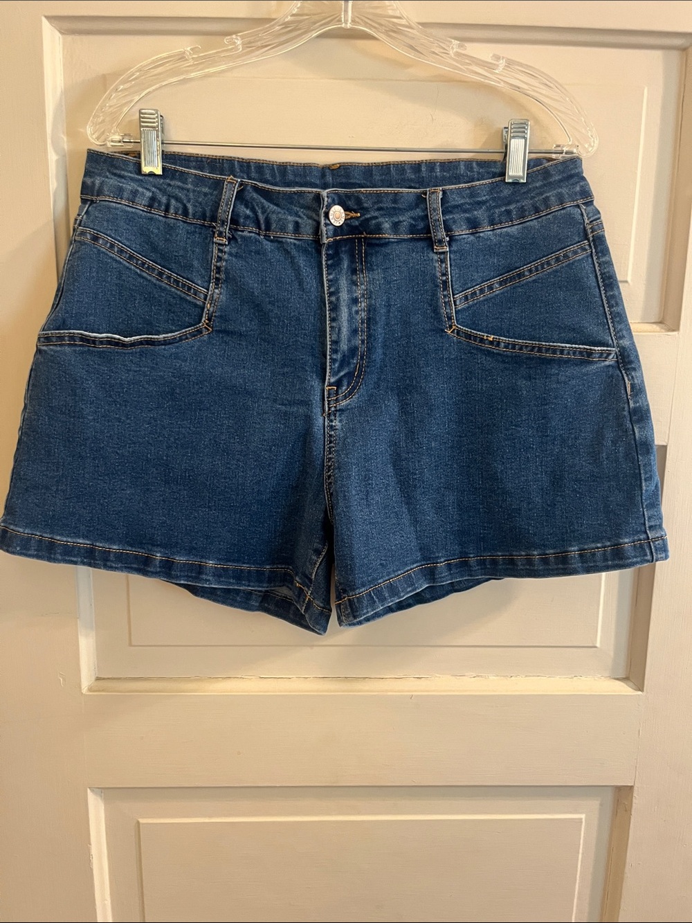 Classic High-Waist Dark Blue Denim Shorts